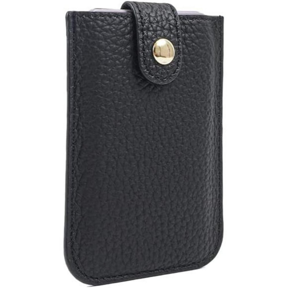 Minimalist Wallet  Real Leather Pop up Wallet Front Pocket Wallet for Men(Black)